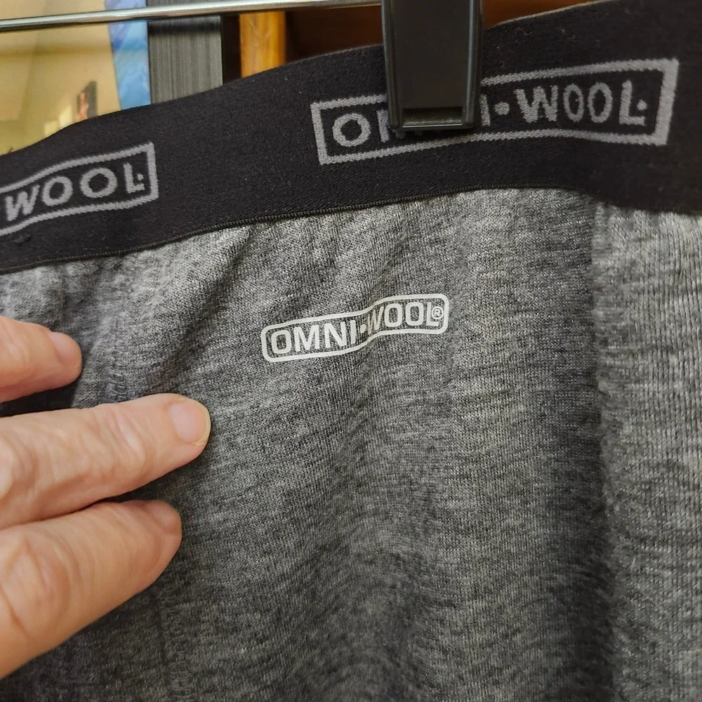 Omni-Wool Mens Thermal Base Layer Leggings‎ Heather Grey Wool Blend Large Winter